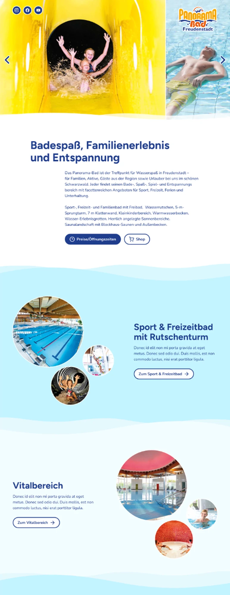 The screenshot of the current Panorama-Bad website